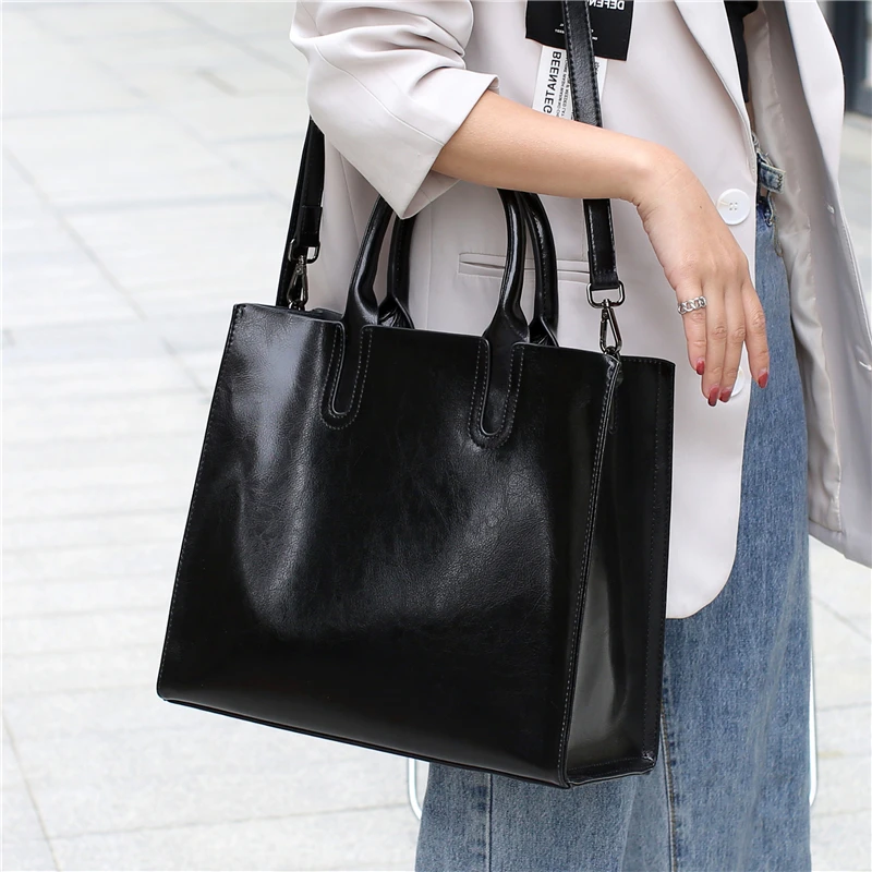 Toptrends Cowhide Genuine Leather Large Tote Bags For Women 2024 Trend Designer A4 Office Shouder Bags Shopper Ladies Handbags