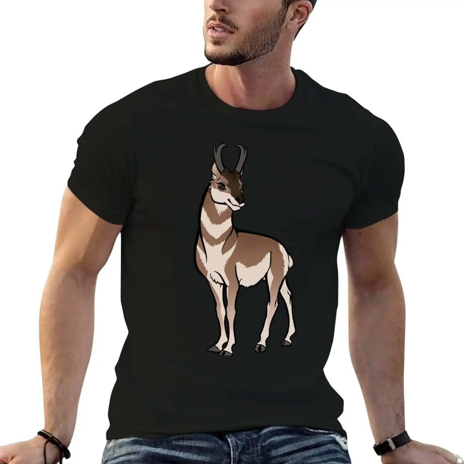 Футболка Pronghorn, мужские футболки, хлопковые футболки для мужчин, забавные футболки с графическим рисунком для мужчин, мягкая хлопковая футболка