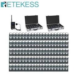 Retekess Wireless Tour Guide Audio System FT11 FM Transmitter 100pc PR13 FM Radio Receiver For Meeting Church Tour Storage Case