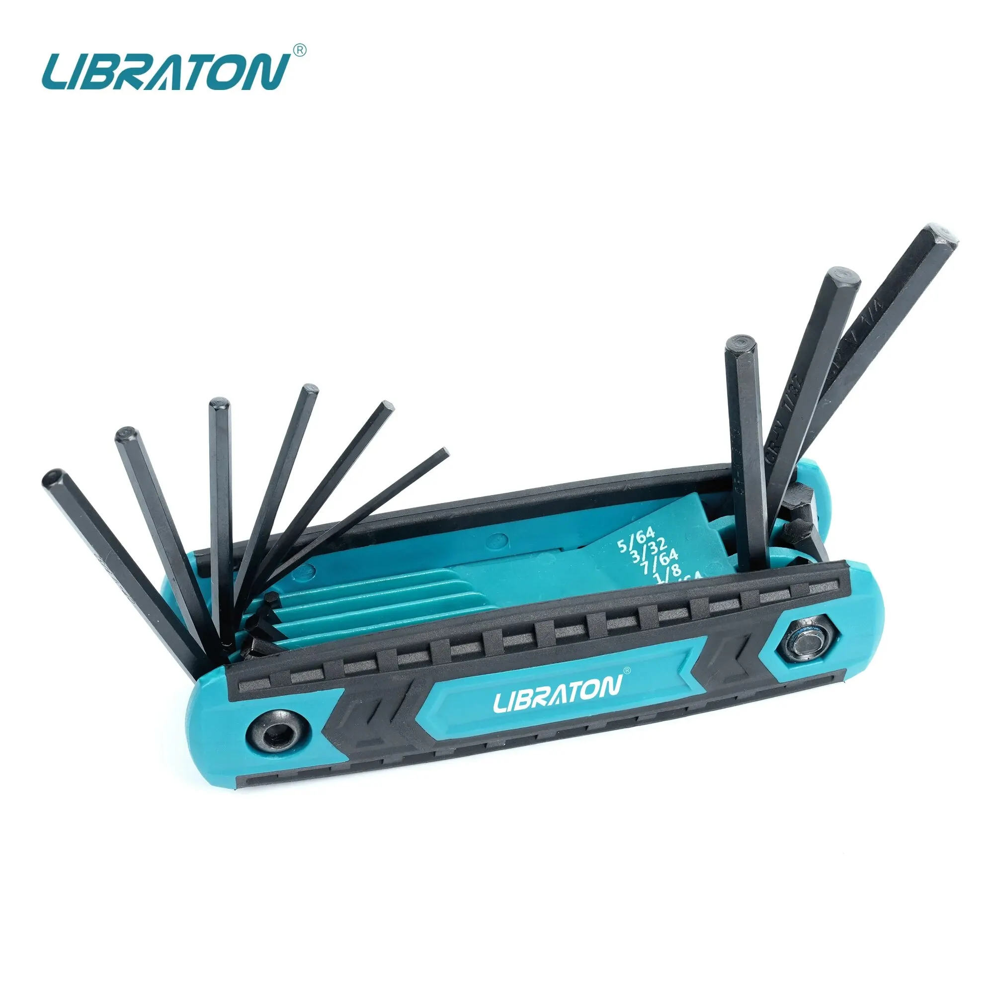 LIBRATON 9 In 1 Folding Allen Wrench SAE Allen Key Set Hex Key Set Portable Hex Wrench for Basic Home Repair General Application