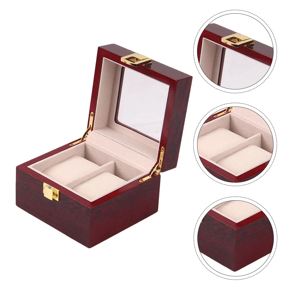 

1 pc Storage Box Brown Simulated Design For Home Travel Use Watch Case Gift Household Watch Box Jewelry Container