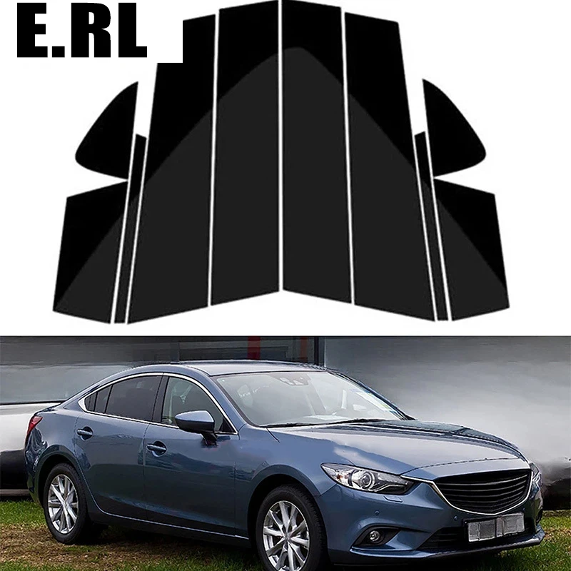 

10PCS For Mazda 6 GJ1/GL Sedan 2014 2015 2016 2017 2018 2019 2020 2021 Gloss Black Pillar Posts Door Side Window Decor Cover Set