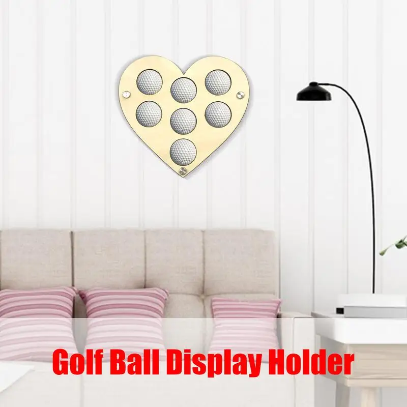 Soporte de pared para pelotas de Golf, estante de exhibición de madera con forma de corazón, ahorro de espacio