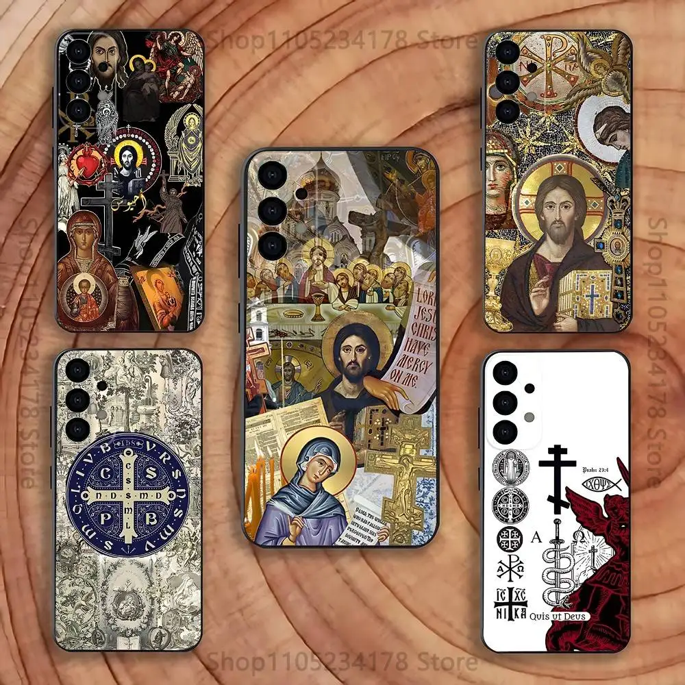 

Orthodox Cross Icon Church ART Phone Case for Samsung S24 S22 S25 Ultra S9 S20 FE S23 Plus S10 S21 Shockproof Funda Cover