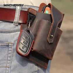 Fanny Waist Bag Men Genuine Leather Belt Bag Simple Leg Hip Packs for Men Cell Phone Cigarette Lighter Box Case Outdoor Pouch