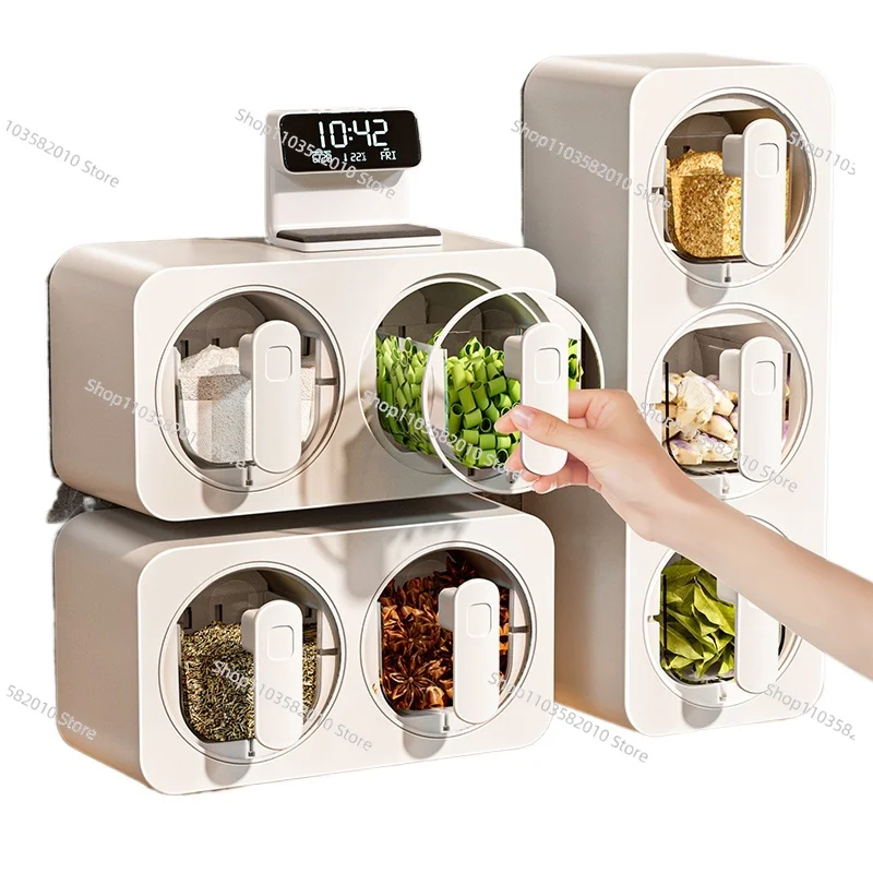 High-End Wall Mounted Seasoning Rack, Household Kitchen Storage Combination Tank & Product Shelf