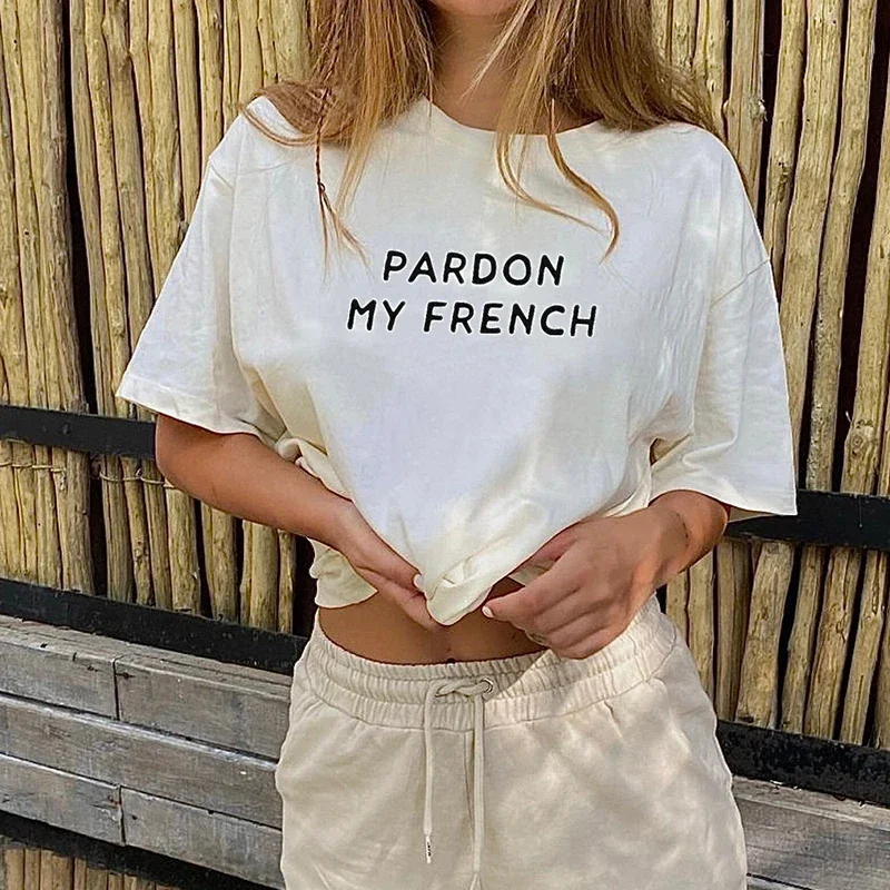 Y2k Aesthetic T-shirt Pardon My French Everything Is Fine Unisex Cotton  Bonjour France C'est La Vie Clothes Paris Vintage Tops