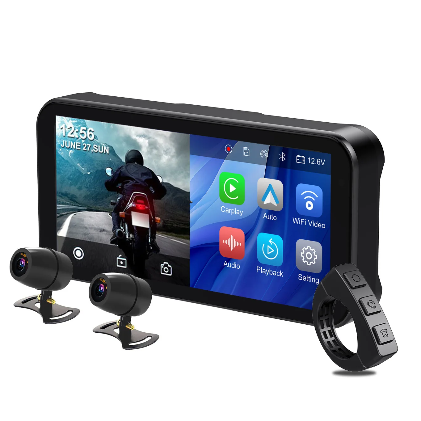 

OEM мотоциклетный навигатор с CarPlay, 6.25-дюймовый водонепроницаемый сенсорный экран, TPMS, двойные камеры, беспроводной Android Auto, GPS для Apple