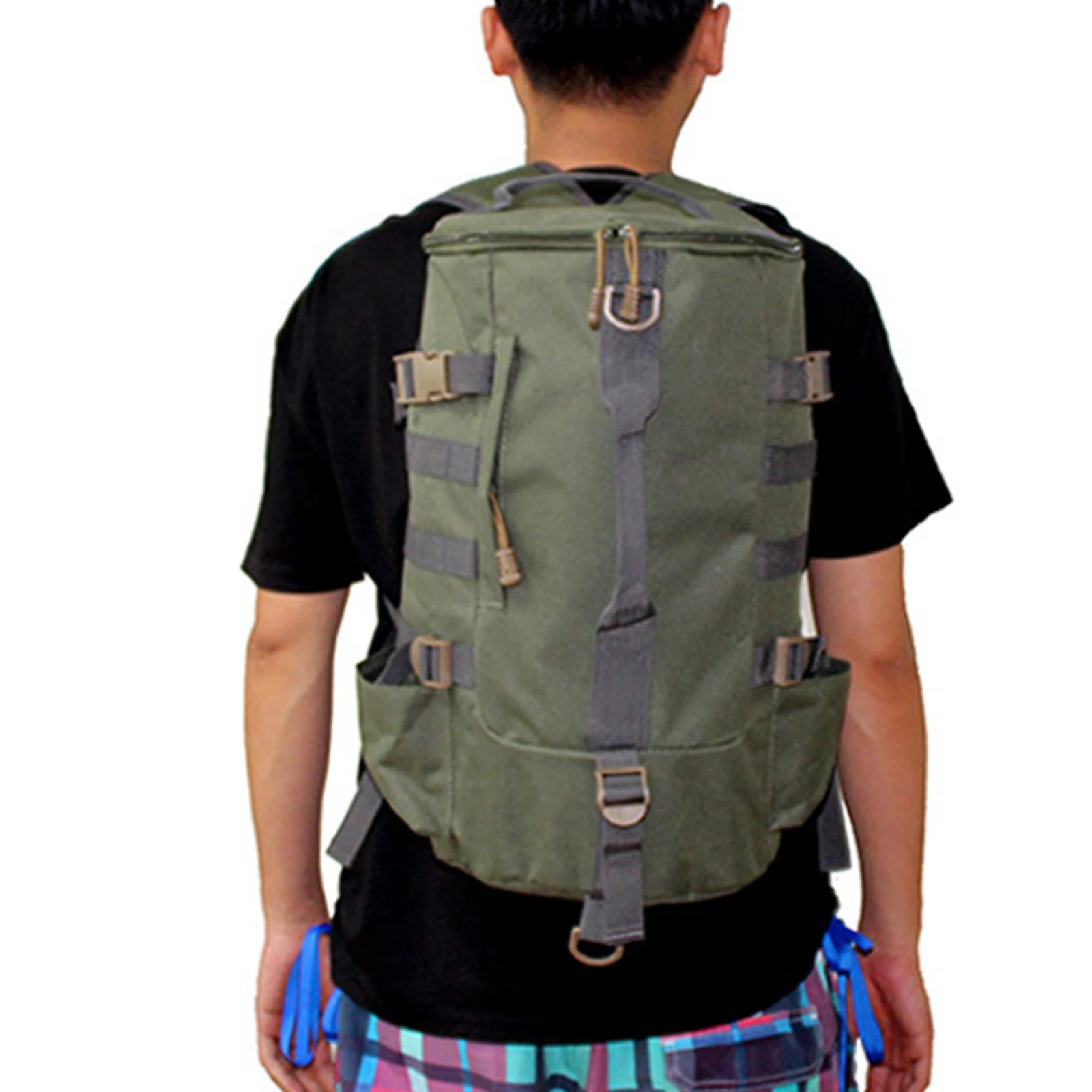

Fishing Tackle Backpack Equipment Storage Portable Multipurpose Large Capacity with Rod Holder for Outdoor Hiking Traveling