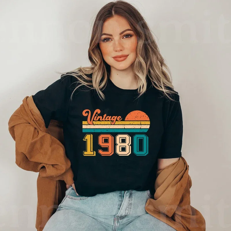 

2024 Vintage Limited Edition Black T Shirts Women Retro Summer Fashion Birthday Party Tshirt Ladies Top
