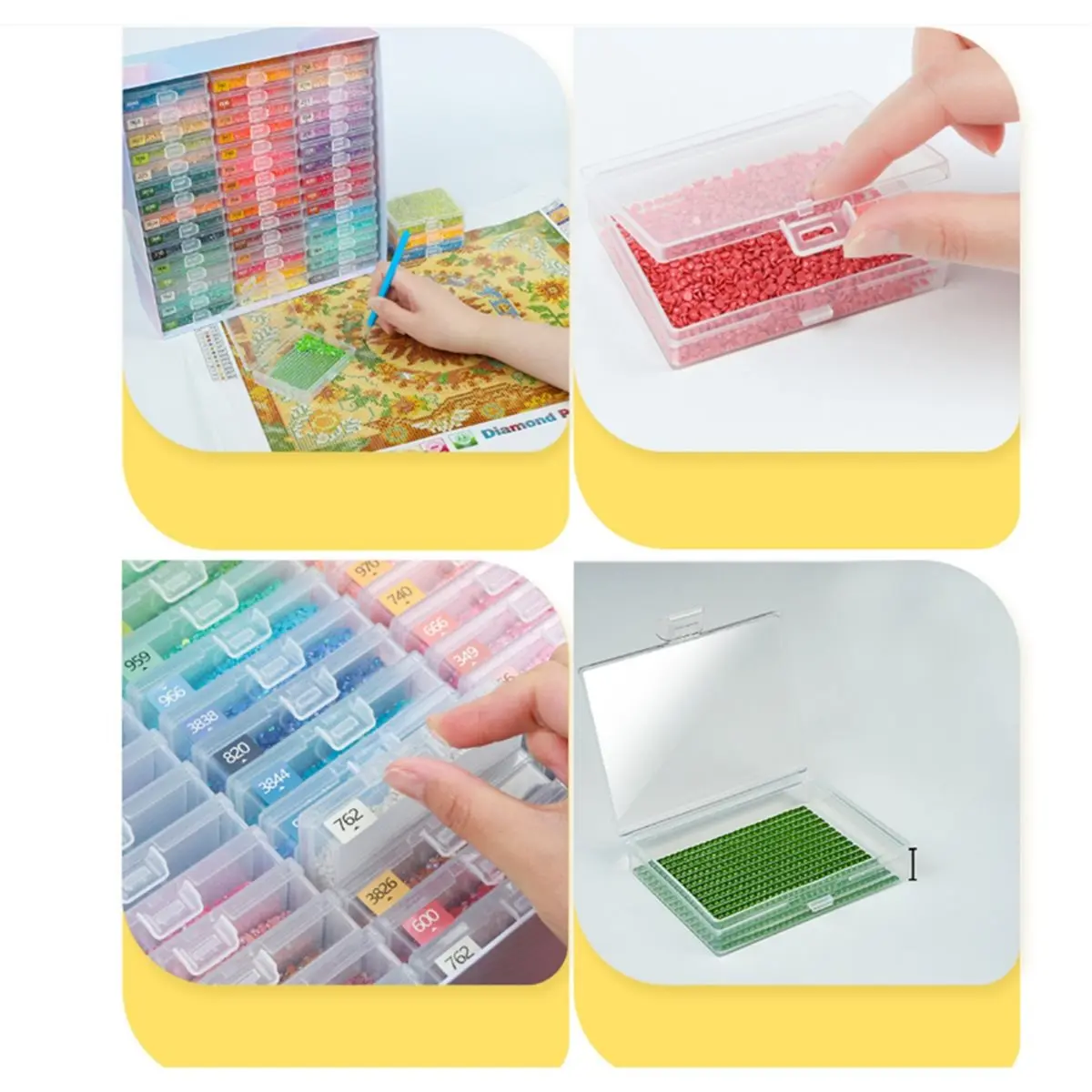 45pcs Stackable Art Storage Trays, 2-in-1 Painting Containers Trays with 455 Colors Labels Stickers