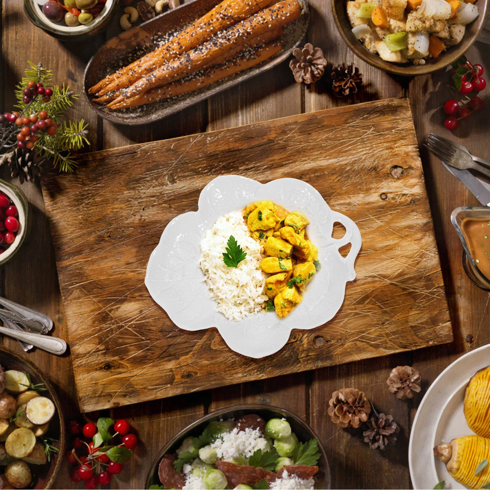 

Elegant Embossed Ceramic Plates Safe for Long Time Use Perfect Match Home Decor Style Kitchen Dining Dinner Plates