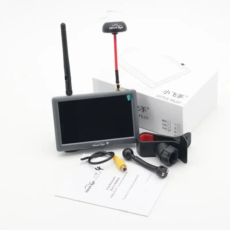 ホークアイリトルパイロット 4 5.8 グラム 48ch ダイバーシティデュアルレシーバー 5 インチ 800x480 700lux 内蔵 Dvr Fpv モニター Rc ドローン車両用