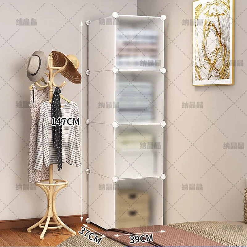 Modern Simple Wardrobe Space Saving Minimalist Nordic Open Clothes Cupboard Wardrobe Mirror Cabinets Plastic Muebles Furniture