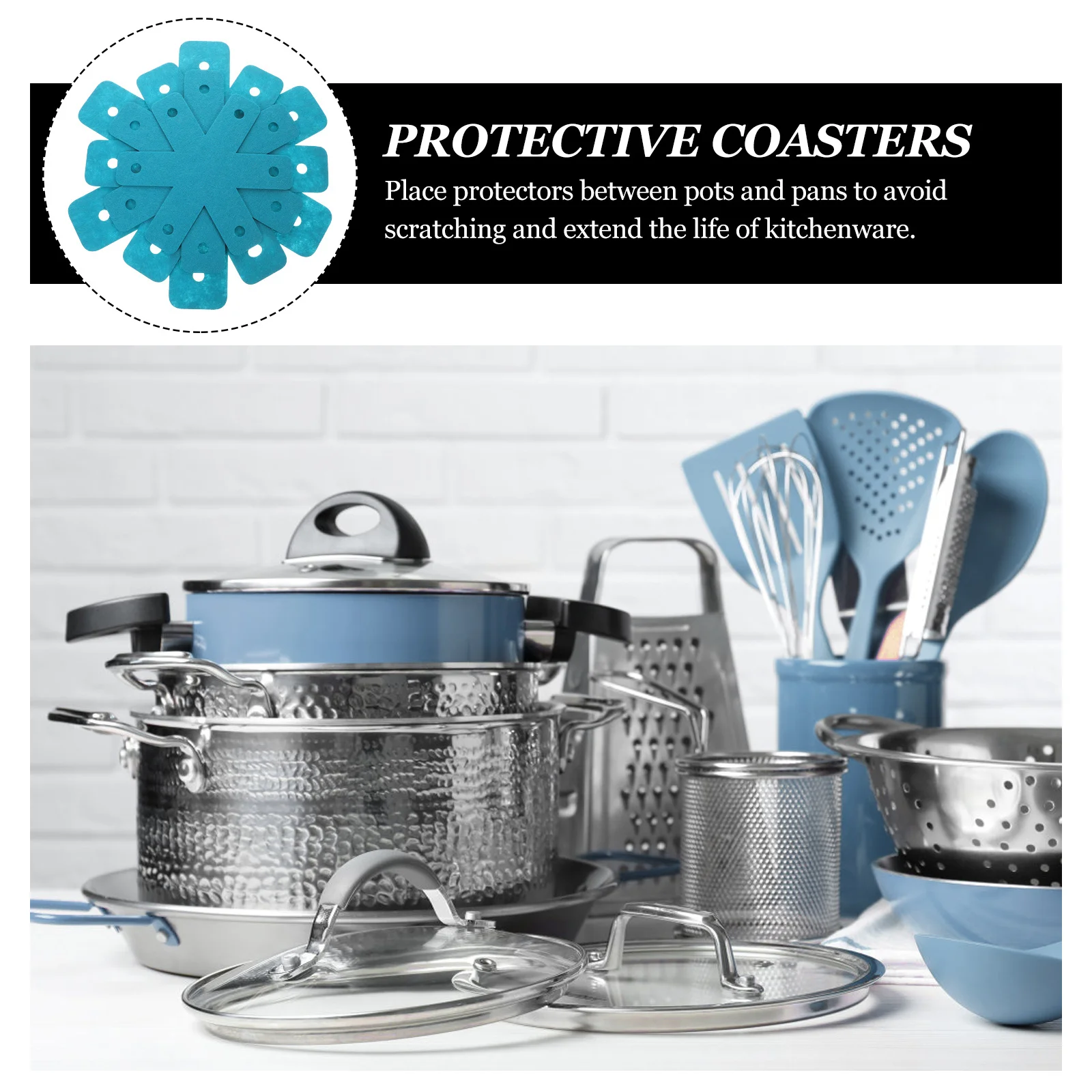 

12Pcs Heat Resistant Pan Protectors Pot Mats Thick Absorbent Pads Protective Coasters Table Cushions for Kitchen Use