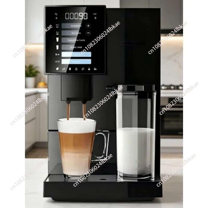 

Fully Automatic Touch Screen Latte Cappuccino Coffee Machine Bean to Cup Espresso Coffee Maker With Milk Tank Office Household