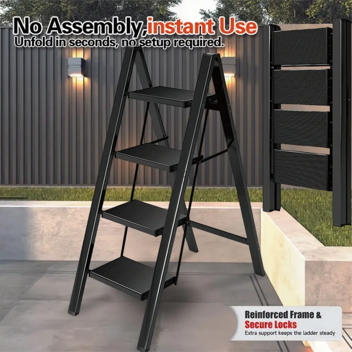 Escalera Taburete plegable con peldaños extra anchos Escalera portátil ligera para el hogar Escalera de cocina Fácil de almacenar Capa que ahorra espacio