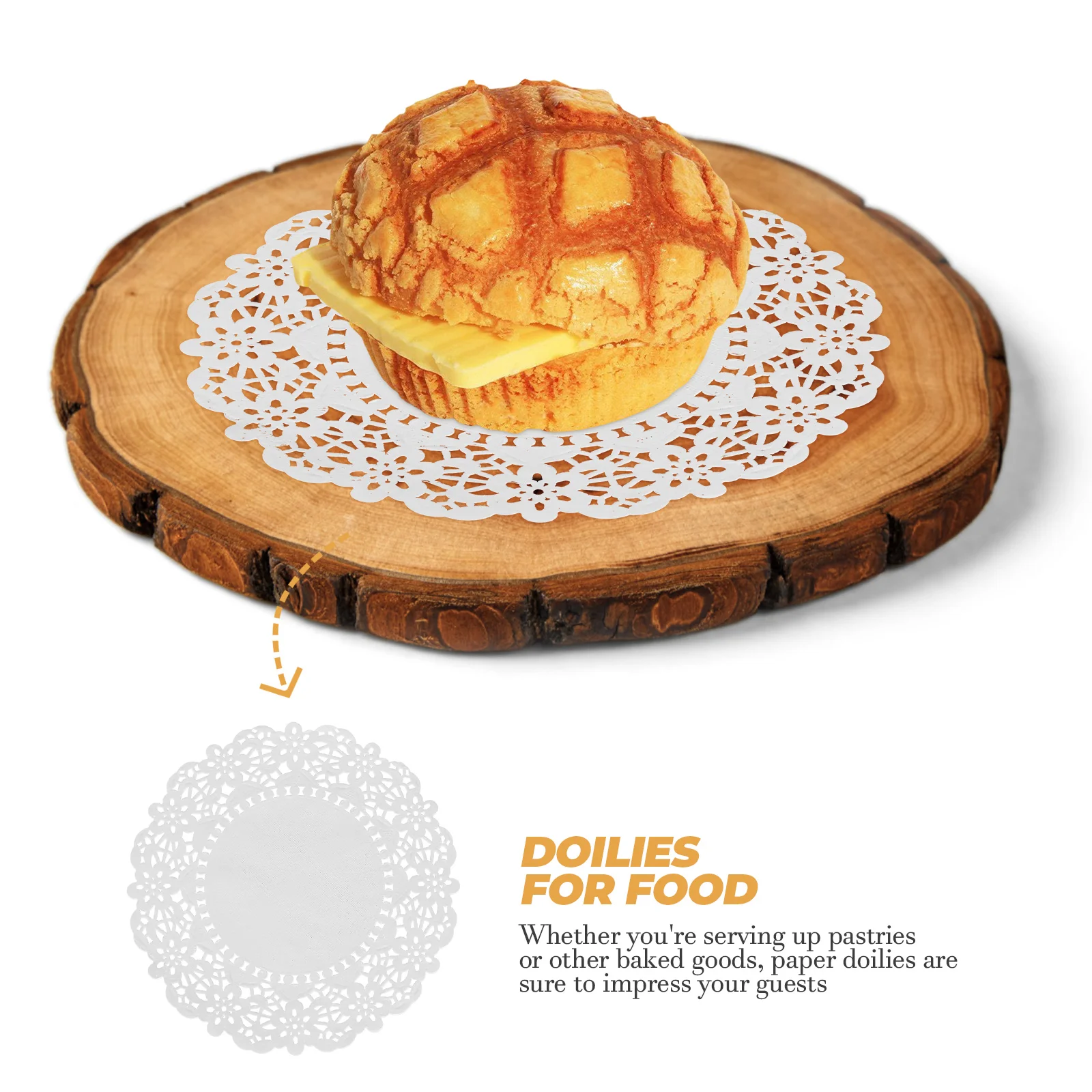 

140pcs Baking Absorbent Paper Doilies Round Lace Design Disposable Tabletop Pizza Placemats Dessert Trays Craft Use