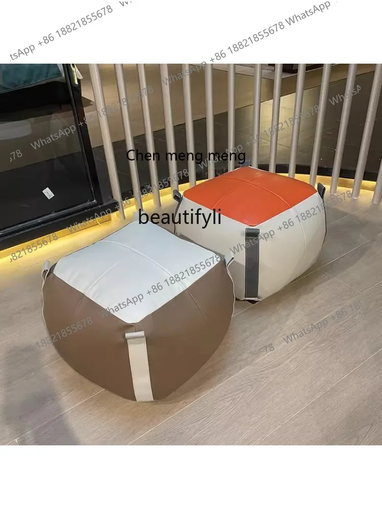 Sofa Stool Pedal Footstool Shoes Changing Stool Modern Simple Genuine Leather down Soft Bag Home Doorway Stool furniture