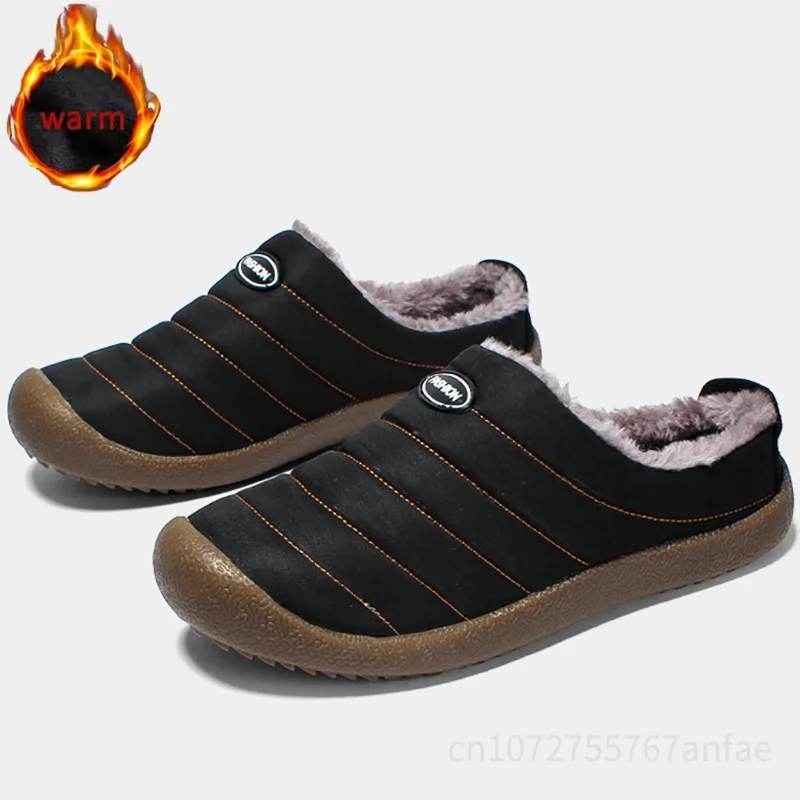 

Winter Thick Plush Warm Slippers Indoor Cotton Slides Waterproof Men Women Warm Cotton Slippers Couple Casual Half Slippers