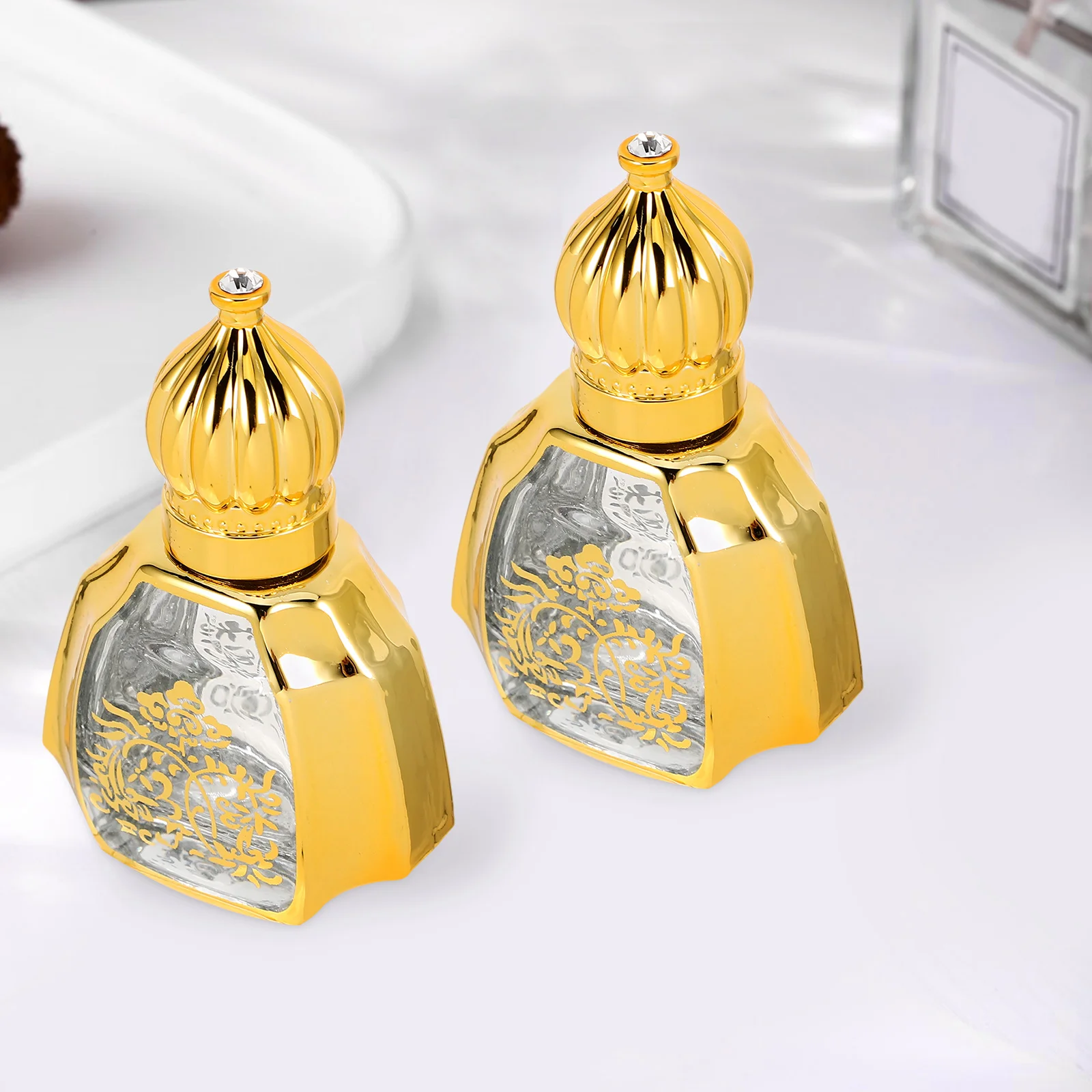 2개 휴대용 에센셜 오일 병 유리 롤온 리필 가능한 여행용 향수 용기 개인 향수용 소형 우아한 디자인