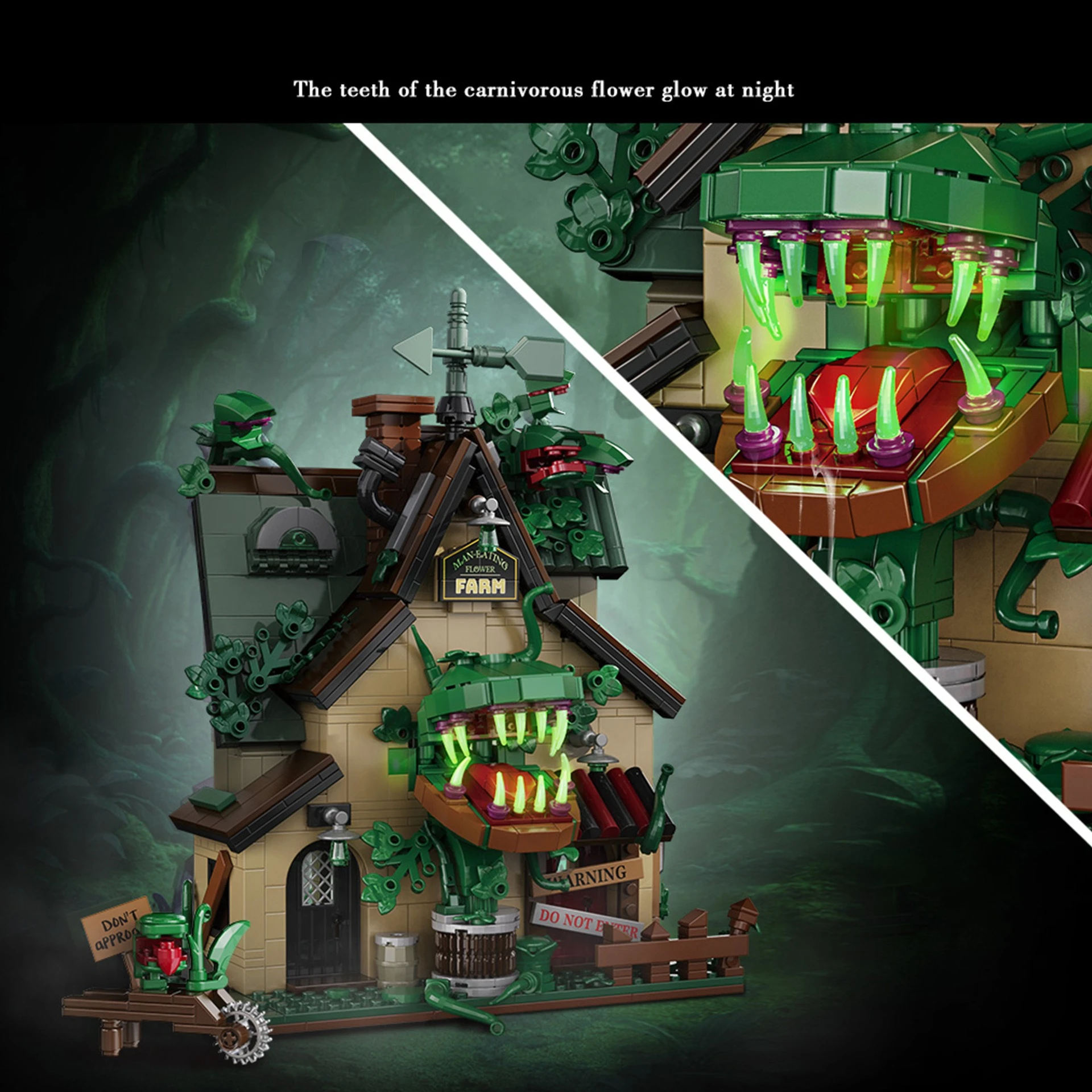 

Magic Carnivorous Plant Cottage Small Building Blocks Set Creative 33111 Assembly Terrifying House DIY Toys MOC Bricks Boy Gifts