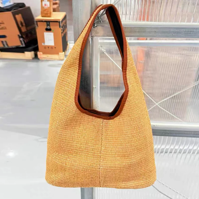 

Богемные соломенные пляжные сумки-тоуты для женщин: дизайнерские люксовые сумки и клатчи 2026 года, новинка, плетеные из травы, большая вместимость, на плечо