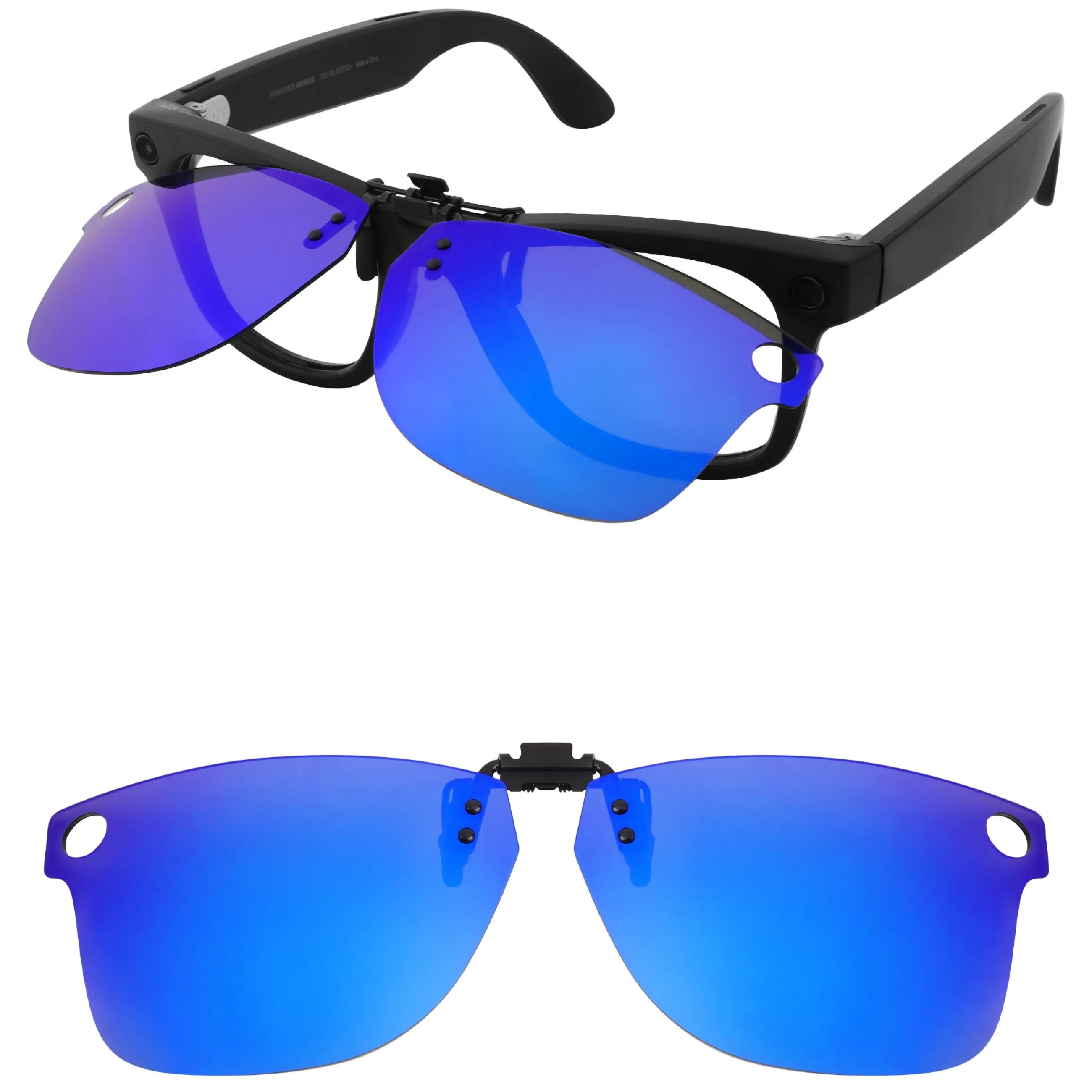 Rarayvix Polarized Flip-up Clip-on Compatible with Ray-Ban Meta Wayfarer RW4006 50mm for Men Women UV Protection Sunglasses
