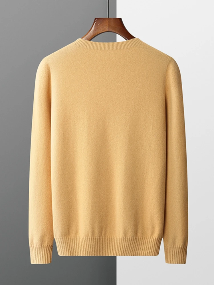 MEETCC Autumn Men Cashmere Basic Pullover Soft  Warm O-Neck Sweater Smart Casual 100% Cashmere Knitwear Quality Jumpers Clothing