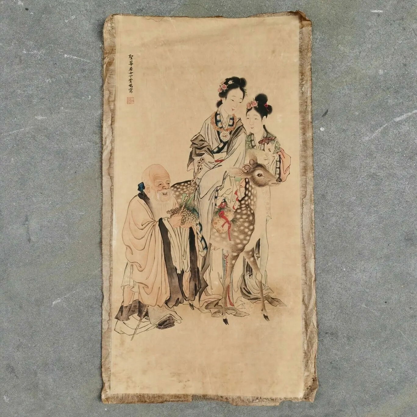 Chinese Old Scroll Ding Yunpeng - Figure Painting Rice Paper Painting Slice