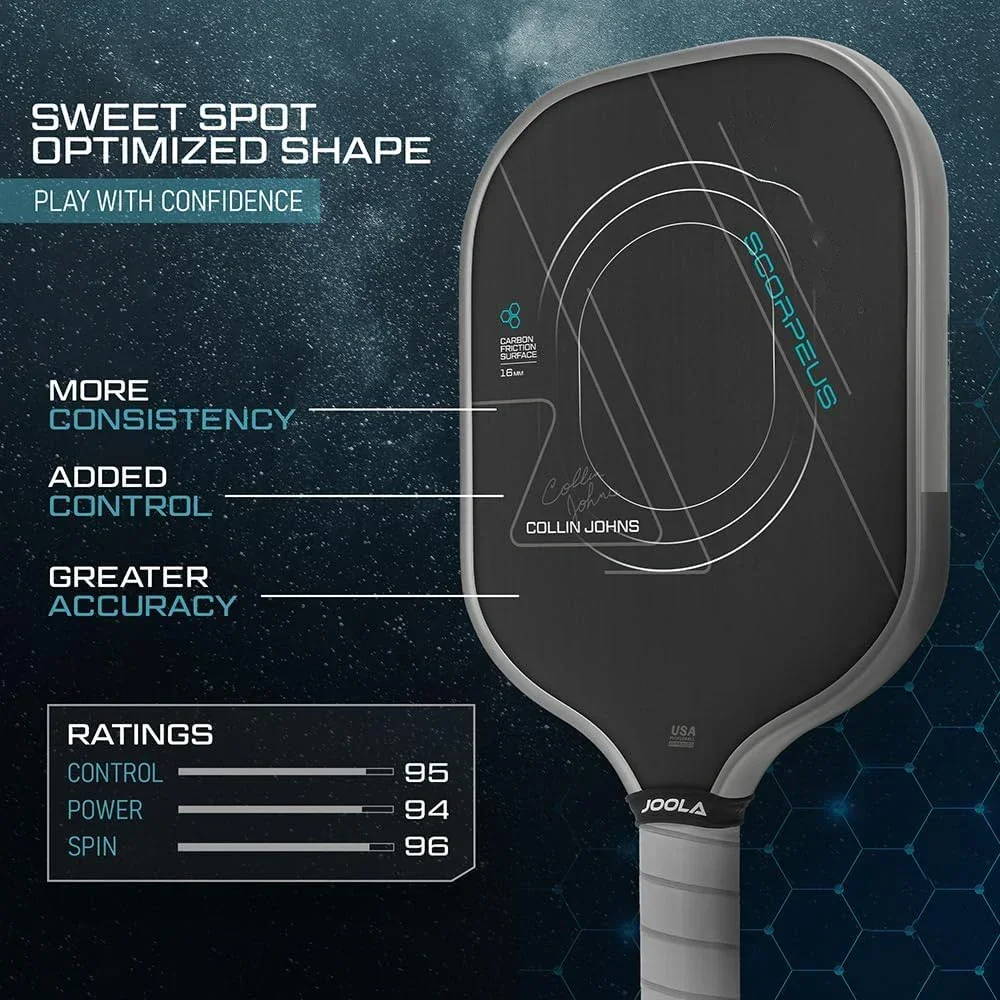 

Scorpeus CFS 16mm Core Thermoforming 3 Layer Toray T700 Raw Carbon Fiber Pickleball Paddle