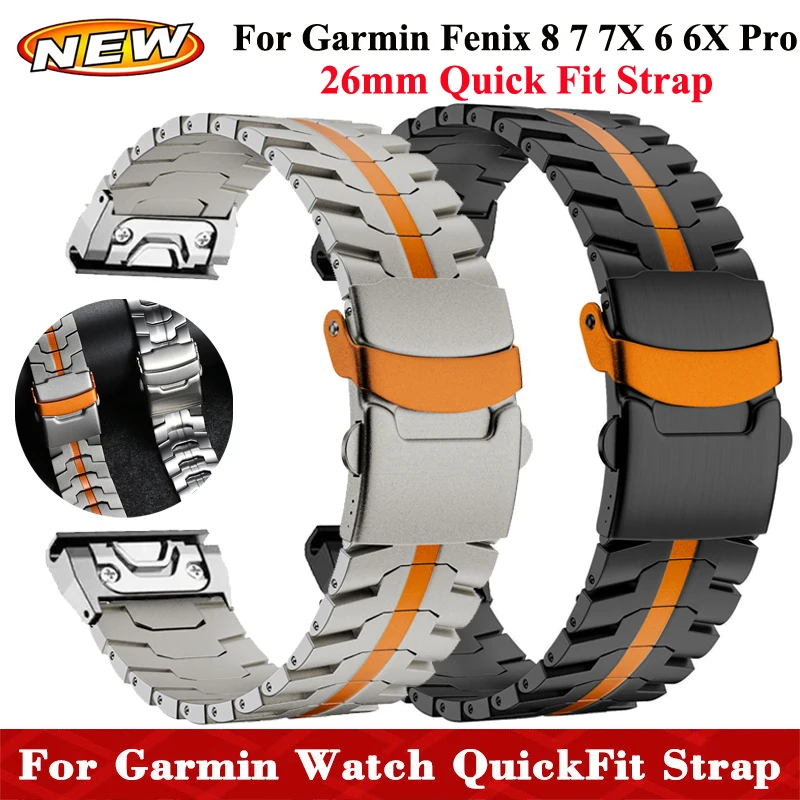 QuickFit 26mm Metal Strap For Garmin Fenix 8 51mm 7 7X 6 6X Pro Stainless Steel Band For Garmin Fenix 3 5 5X Plus Bracelet Bel