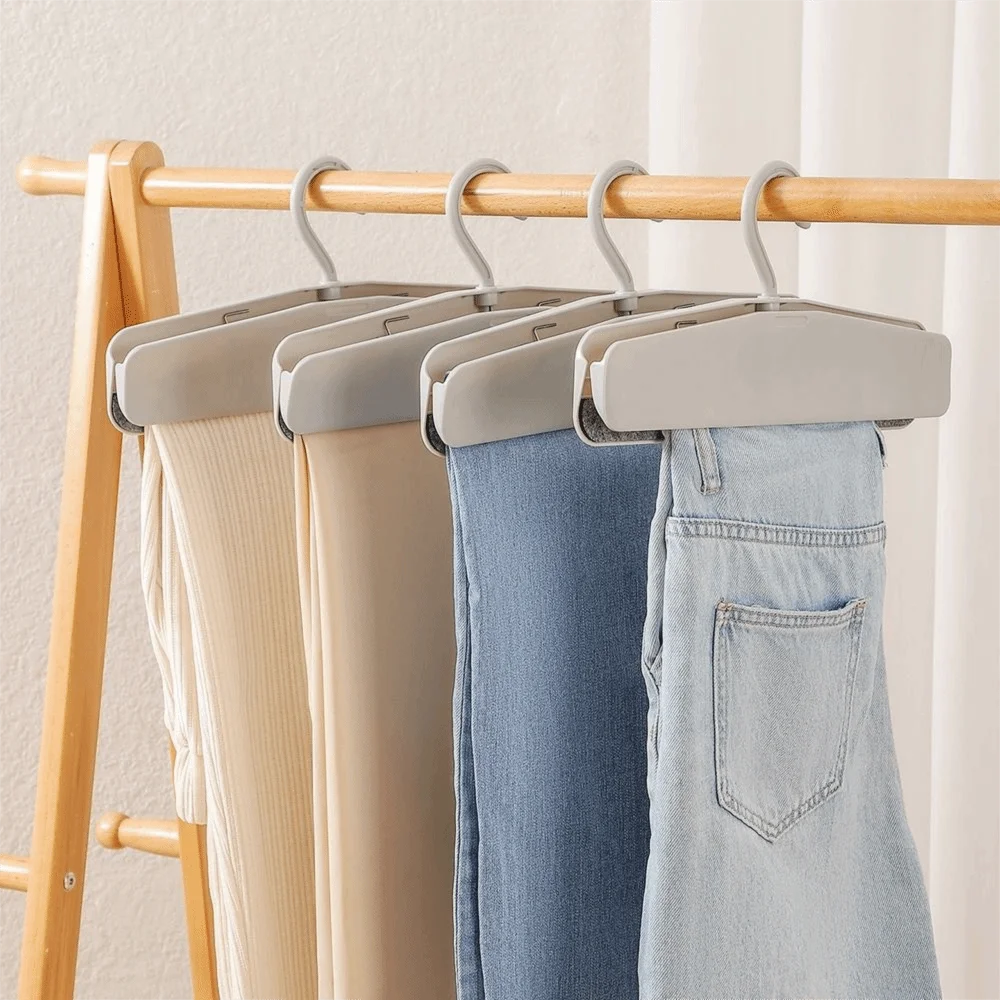 

New Non-slip Pants Clip Hangers Space-Saving Traceless Clothes Clips Easy-Grip Orderly Skirt Hangers Trouser Skirt
