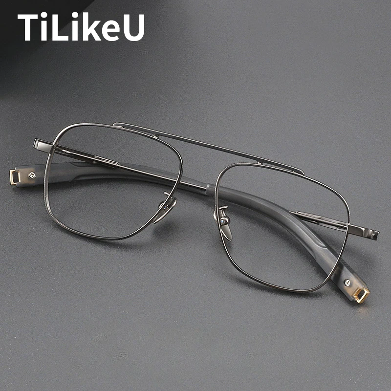 High Quality Men's Myopia Prescription Glasses Frame Brand Replica Titanium Alloy Square Full Rim Eyeglasses Hand-made Male 2024