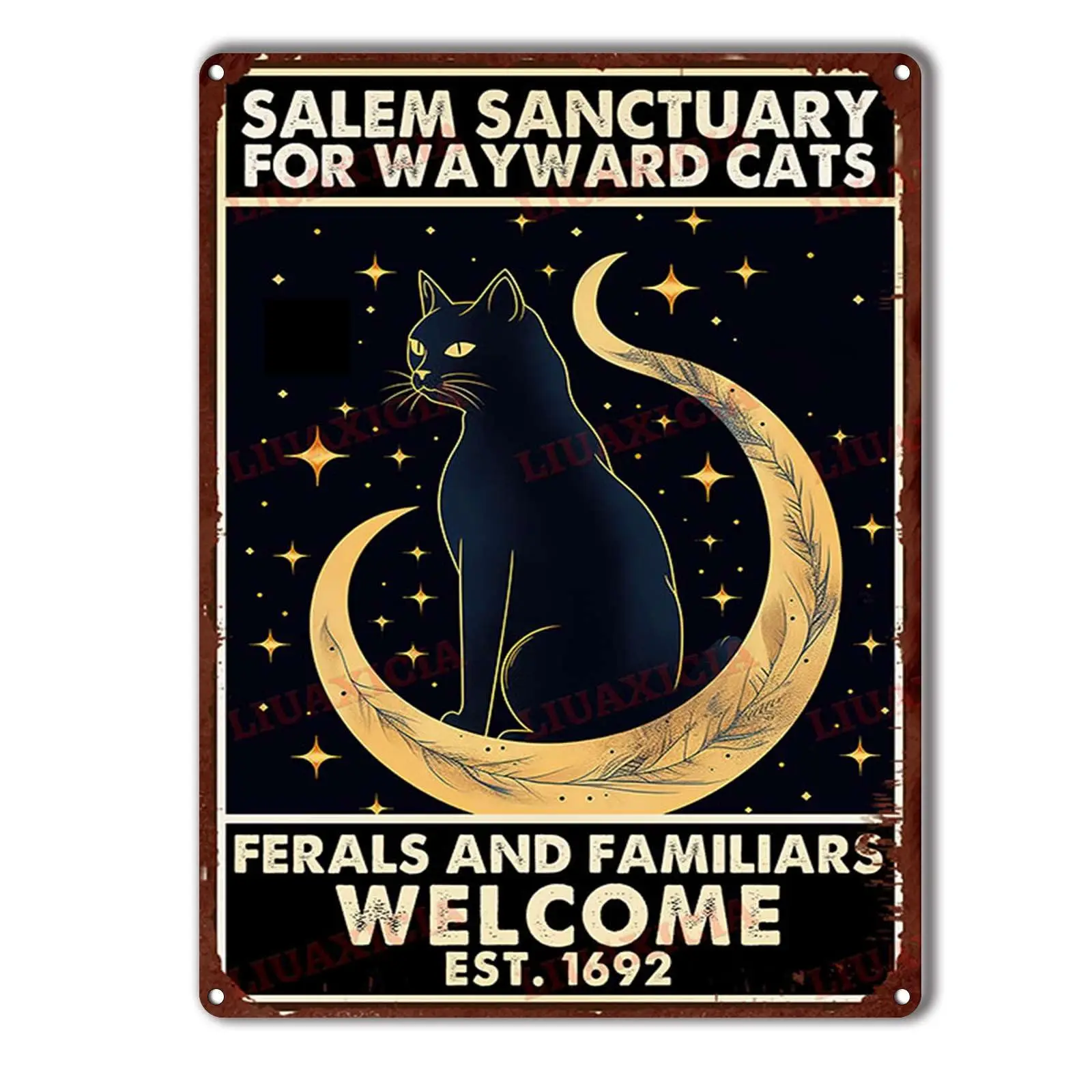 Tin Sign Bar Salem Sanctuary For Wayward Cats Ferals And Familiars Bar Decorations Art Poster 12x16inch