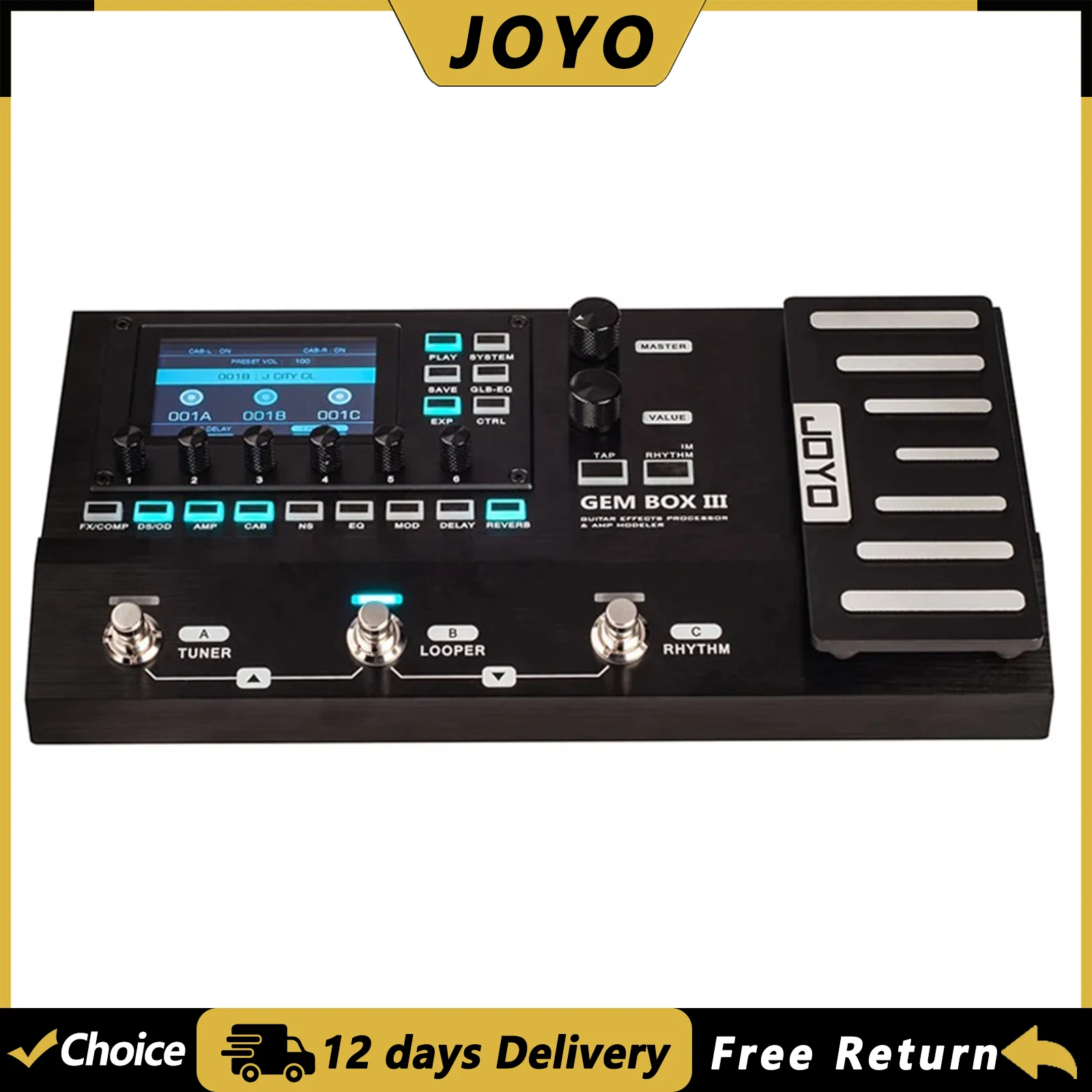 JOYO GEM BOX III Guitar Multi-Effects Pedal Synth Processor Overdrive Distortion Pedal 9 Effects Module Guitar Parts & Accessory