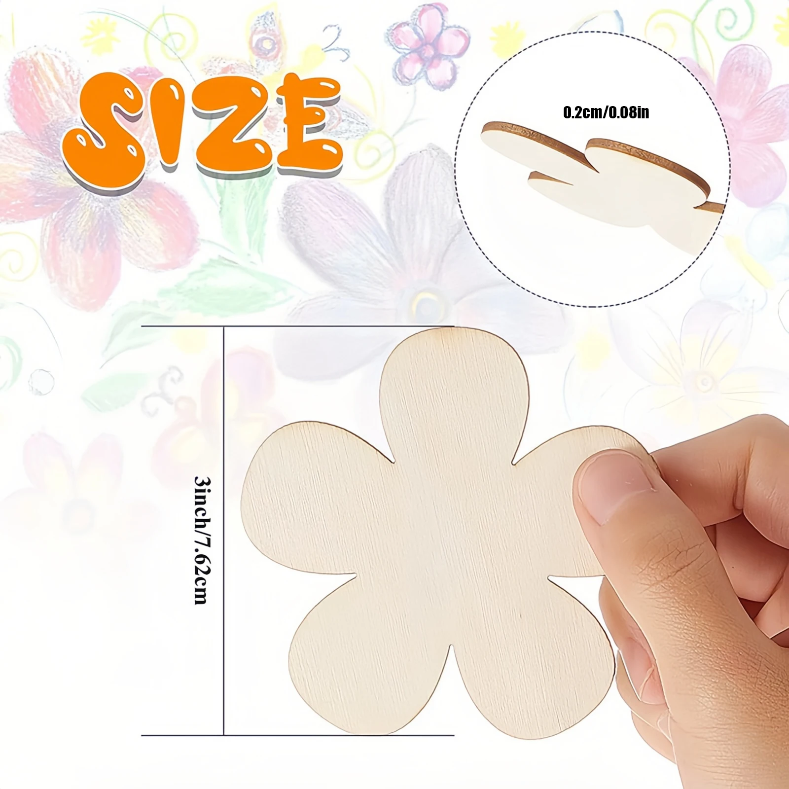 10Pcs Unfinished Wooden Flowers Cut Wooden Disc Handicrafts Blank Flower Shape Wood Ornaments Artistic Creation Flowers