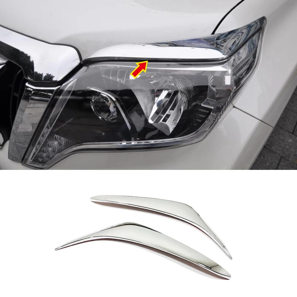 For Toyota Prado 150 FJ 150 Car Headlight Eyebrow Patch Headlight Decorative Strip Cover Trim External Accessories 2014 - 2017