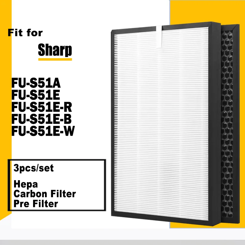 FU-S51A FU-S51E FU-S51E-R FU-S51E-B FU-S51E-W for Sharp Air Purifier HEPA Deodorizing Activated Carbon Filters