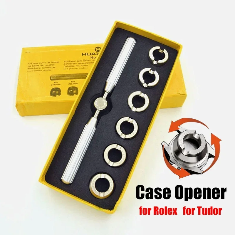 Stainless Steel Watch Back Case Cover 5537 Case Opener Remover Metal Wrench Dies Repairer Tool Set for Rolex for Tudor