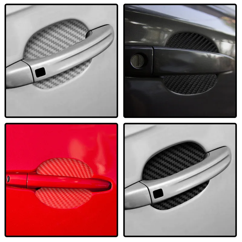 8Pcs Car Door Handle Sticker Carbon Fiber Car Door Bowl Film Scratch Resistant Car Sticker Film Exterior Styling Car Accessories