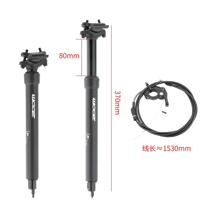 ZOOM Bicycle Dropper Seatpost Hydraulic Lifting Innternal Wire 80mm Stroke 27.2 28.6 30.8 31.6mm 33.9mm Mountain Bike Seat Post