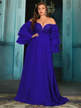 Robe de soirée en mousseline de soie pour femmes, grande taille, 4XL 5XL, 2024