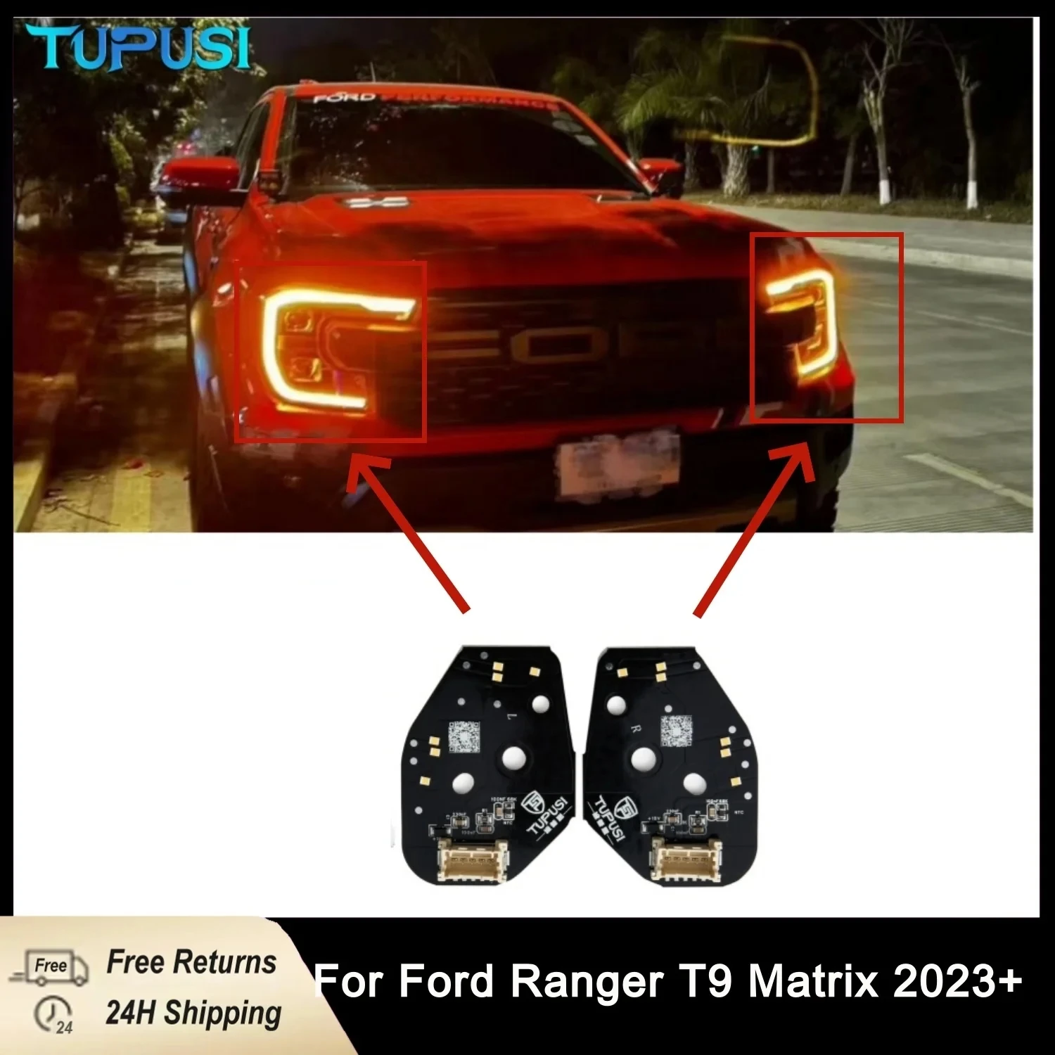

2PCS Amber Matrix For Ford Ranger T9 2023 2024 Headlight Function Frame Module Daytime Running Lights Colour Changing Unit