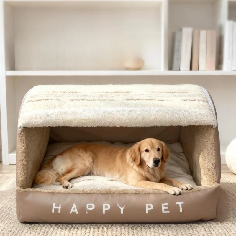 

Large Dog Bed Winter Warmth Enclosed Gold Retriever Sleeping Dog Bed Big Size Work for Cold Weather Pet Supplies Dog House