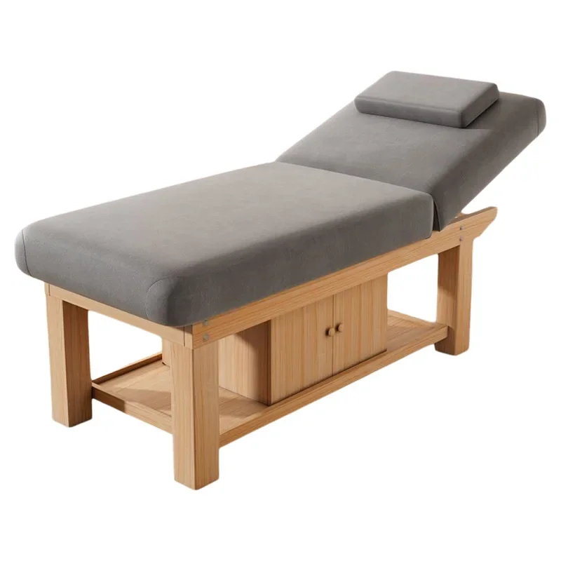 Solid wood beauty massage bed, reinforced solid wood frame SPA therapy beauty skincare bed, eyelash sculpture embroidery bed, cu