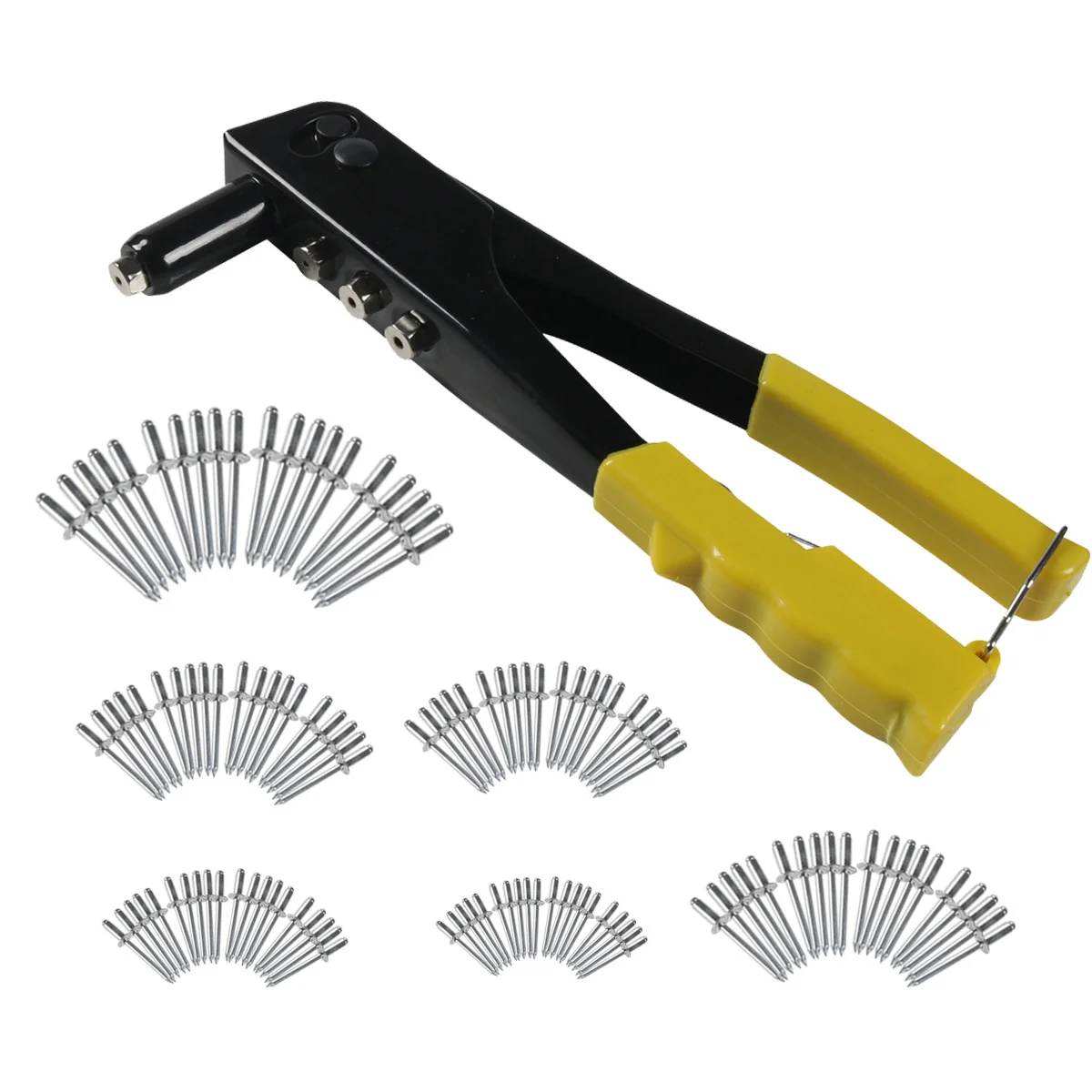 ハンドリベッターセットプロフェッショナル手動リベットガンツール、家庭修理やdiy用、120個のリベット付きハンドツール