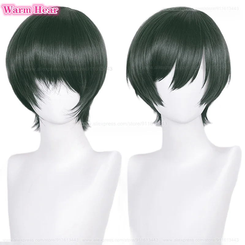 Rin Itoshi Cosplay Wig Anime  Short 30cm Dark Green Wig Heat Resistant Synthetic Cosplay Anime Party Men Wigs + Wig Cap