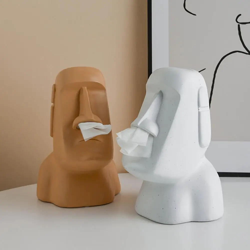 Tissue Holder Nordic Style Napkins Case Space Saving Napkin Holder Statue Design Paper Towel Box Stone Portrait Tissue Box