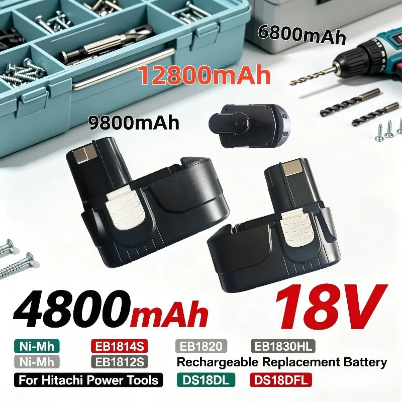 Сменный Ni-MH аккумулятор 18В 4800-12800 мАч EB1814SLE EB1830HL для беспроводных электроинструментов Hitachi DS18DVF DS18DL